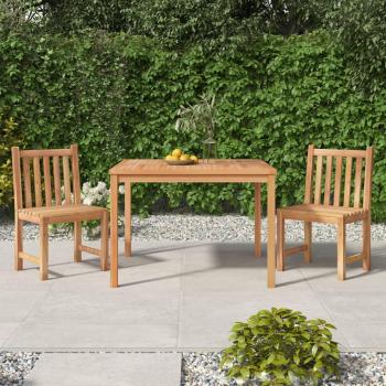 Juego de comedor de jardín 3 piezas de teca de madera maciza Marrón