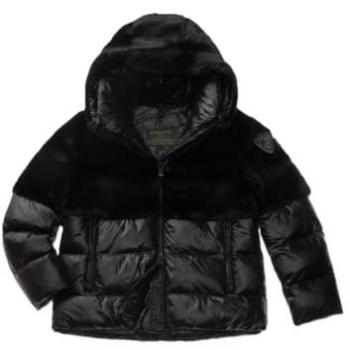 Blauer Women's Black Regular Fit Down Jacket with Fur Coat - Size M