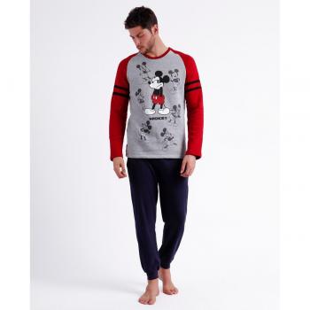 Pijama de Hombre Manga Larga Mickey Shadows gris con Estampado Disney