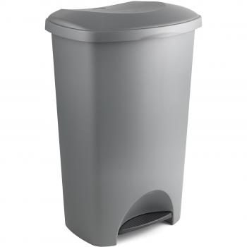 Cubo de basura con tapa y pedal, 50L, gris metalizado