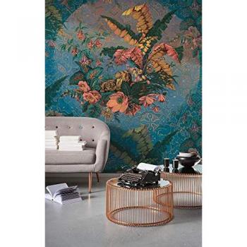 Papel Pintado No Tejido Komar Orient 200x270 cm, Diseño Colorido Rosa y Azul