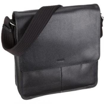 Picard Milano 6941 - Bolsa de mensajero de cuero para hombre, color negro, talla 31x33x10 cm