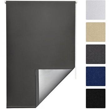 Persiana Estor Enrollable Oscurecente Termal Sin Taladro Antracita 160x110 cm