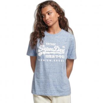 Camiseta Superdry Vintage Logo Scripted Coll Azul en Algodón Orgánico para Mujer