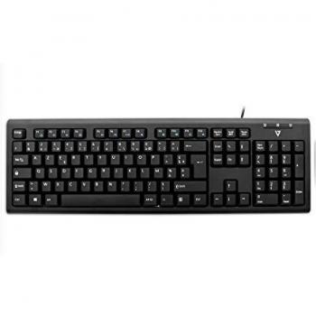 Videoseven - V7 Teclado USB con Cable y Adaptador ps2 †“ FR