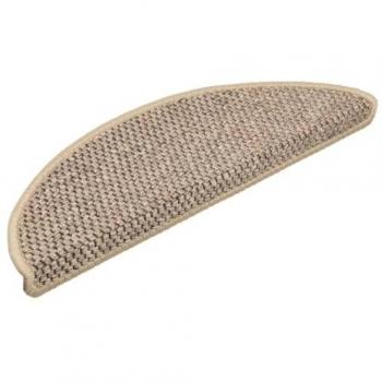 Alfombrilla autoadhesiva para escaleras de sisal, 15 unidades, color beige, dimensiones 56 x 17 x 3 cm