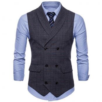 FULIER Chalecos de Vestir para Hombre Delgado Ajuste V Cuello Doble Pecho Negocio Casual Chalecos Formal Boda Traje Chalecos