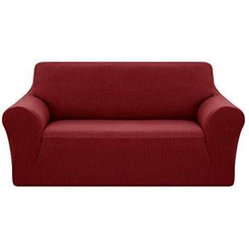 Deconovo Cubre de Sillón Funda para Sofá 2 Plazas Protector Elástica Vino Rojo