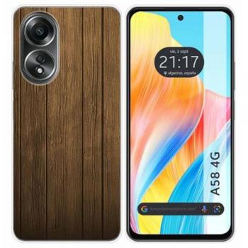 Funda de Silicona para Oppo A58 4G con Diseño de Madera y Dibujos
