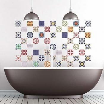 Ambiance Live BVBA Pack De 60 Adhesivos Azulejos Pared VintageMulticolor