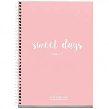 Miquelrius - Agenda Escolar 2019-2020, Semana Vista Lettering Rosa Español, 117 x 174 mm
