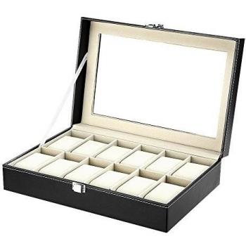 Caja de Relojes Estuche para Relojes y joyeros con 12 Compartimentos