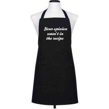 'Your Opinion Wasn' T IN THE RECIPE Christmas Novelty Funny Kitchen chef de babero Delantal, Blanco, talla única