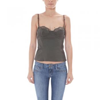 Green Lace Corset Top for Women - John Galliano, Sleeveless, Female, Size: 2XL