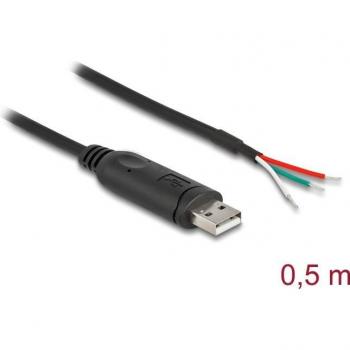 Adaptador USB 2.0 Tipo-A a RS-485 con 3 extremos de cable abiertos 0,5 m
