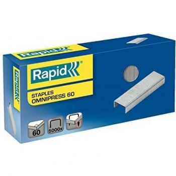 Grapas Rapid Omnipress 60, capacidad para 60 hojas, galvanizadas, caja de 5000 unidades