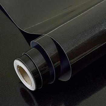 Hode Papel Adhesivo para Muebles Negro 30cm X 3m Impermeable Vinilo Pegatina Autoadhesivo Decorativo Papel Pintado Cocina Baño PVC