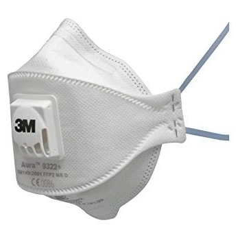 3M Aura 9322+ Mascarilla Autofiltrante FFP2 con Válvula, Pack de 5 Unidades