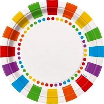 Partygram - 8 platos de 23 cm, Arco Iris