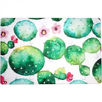BARONI Alfombrilla antideslizante de ducha o bañera con ventosas Cactus Scuri 58 x 38 x 1,5 cm