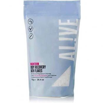 Alive - Copos de baño de magnesio 100% copos de cloruro de magnesio naturales, reduce el estrés + ansiedad