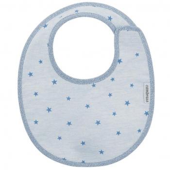 Cambrass Stela - Babero redondo con velcro, 16 x 19 cm, color celeste / estrella