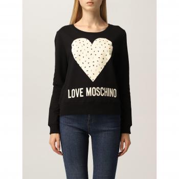 Love Moschino Chic Printed Crewneck Cotton Sweatshirt - IT44|L, Sweatshirts, female, Black, Size: M
