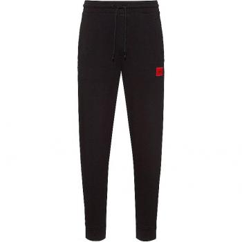 Pantalón de Chándal HUGO Doak para Hombre en Algodón Negro con Parche de Logo Rojo