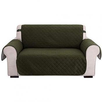 Amazon Brand - Umi Fundas para Sofa 2 Piezas Funda de cojín de protección para Mascotas Funda Cubre Ajustable Decorativa de Salon Sin Deslizante Verde Oscuro
