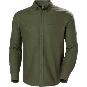 Helly Hansen Men's Organic Cotton Green Flannel Shirt Long Sleeve