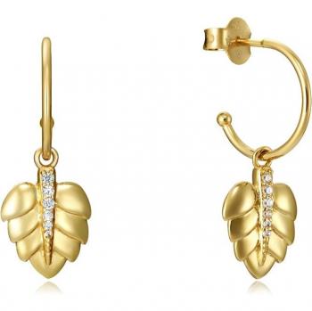 Pendientes Viceroy Trend de Plata con Baño de Oro, Hojas y Circonitas