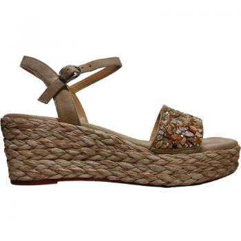 Alma en Pena Sandalias de Mujer modelo V24AB2160 Beige con cuna trenzada y pedrería de visón
