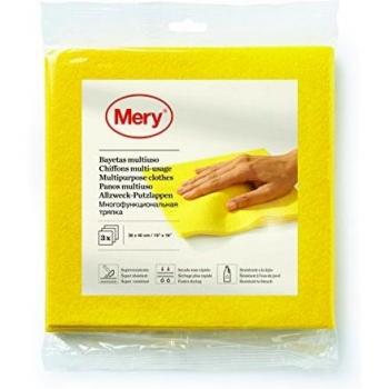 Mery 0399.01 - Pack de 3 bayetas Multiusos, Viscosa y poliéster, Color Amarillo