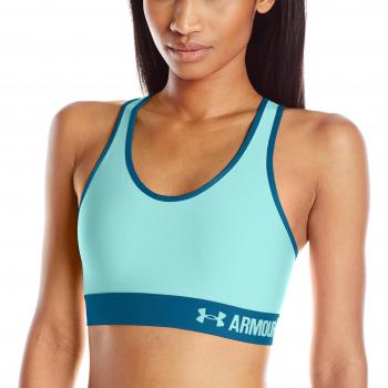 Under Armour Mid Solid Sujetador Deportivo, Mujer, Azul, S