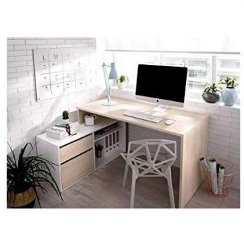 Mesa Escritorio en L Otto - Blanco/Natural