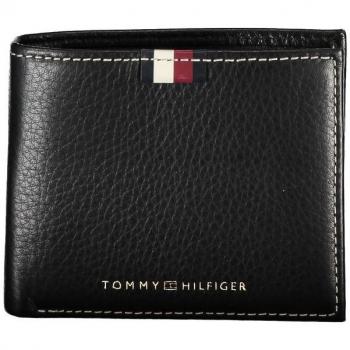 Cartera Mini Premium de Piel Negra para Hombre con Cinta y Costuras Contrastantes Tommy Hilfiger