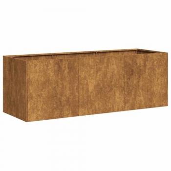 Weather-Resistant Rusty Steel Planter 120x40x40 cm