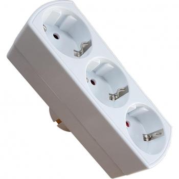 Adaptador eléctrico ladrón 3 tomas frontales EUROBRIC.