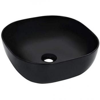 vidaXL Lavabo Sanitario Baño Servicio Fregadero Piezas de Fontanería Bricolaje Instalación Decoración Aseo Grifería 42,5x42,5x14,5 cm Cerámica Negro