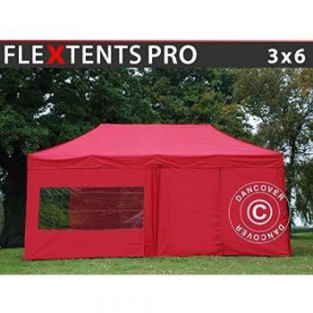 Carpa Plegable Rápida FleXtents Pro 3x6m Roja con 6 Lados Impermeables