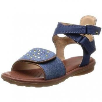 Geox - Sandalias de vestir de material sintético para niña, color azul, talla 39