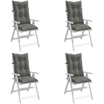 Cojines para silla respaldo alto 4 uds tela gris melange 120x50x7