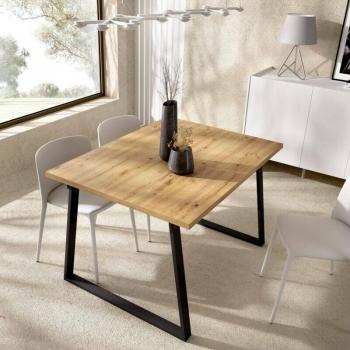 Mesa Extensible Canale, Consola Multiusos Rectangular 160x90h75 cm, Roble Nodi