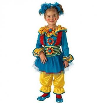 Rubies - Disfraz de payaso para niña, Azul/Amarillo, 5-6 años