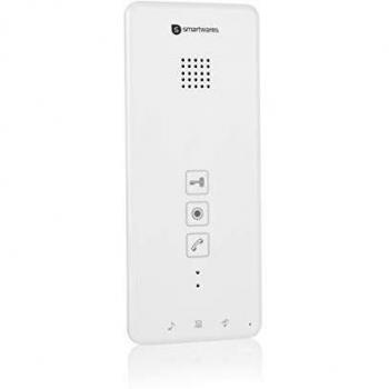 Smartwares DIC-2114 Portero electrónico 2, audio bidireccional, instalación sencilla de 2 cables, 52 melodías, pulsador de timbre iluminado, unidad para exteriores resistente al agua, kit 4 cuartos
