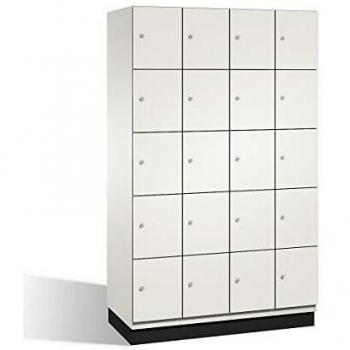Armario de compartimentos bajo llave C+P CAMBIO con 4 aberturas, puertas HPL, color blanco, ancho 1200 mm