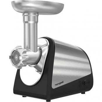 Homgeek Picadoras de Carne 1200w Salchicha y Máquina de Carne Eléctrica con 3 Accesorios de Corte Diferentes en Acero Inoxidable