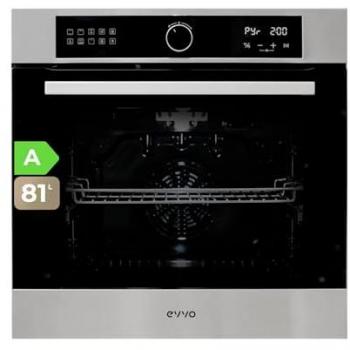 Horno Pirolítico EVVO H30 Inox, Eficiencia Energética A, 81L, 11 Programas, Temporizador, Display Digital, Control Táctil, Puerta Triple Acristalamiento