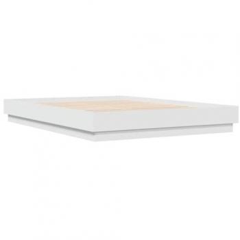 Estructura de cama con luces LED blanca 150x200 cm