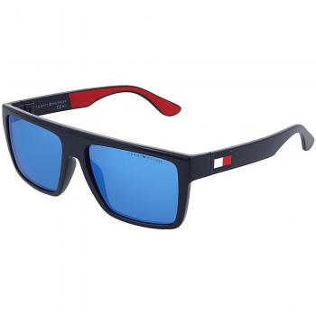 Tommy Hilfiger Rectangle Mens Matte Blue Mirror Sunglasses - One Size